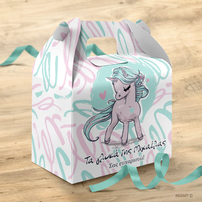 Κουτί μπομπονιέρας βάπτισης unicorn