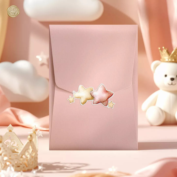 φάκελος προσκλητηρίου βάπτισης κοριτσιού με αστέρια