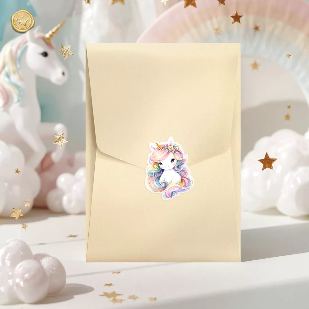 φάκελος βάπτισης κίτρινος με αυτοκόλλητο μονόκερος