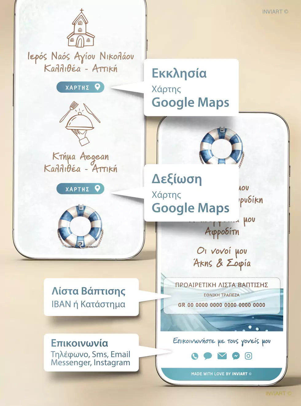 Χάρτης Google για εκκλησία & δεξίωση σε site βάπτισης