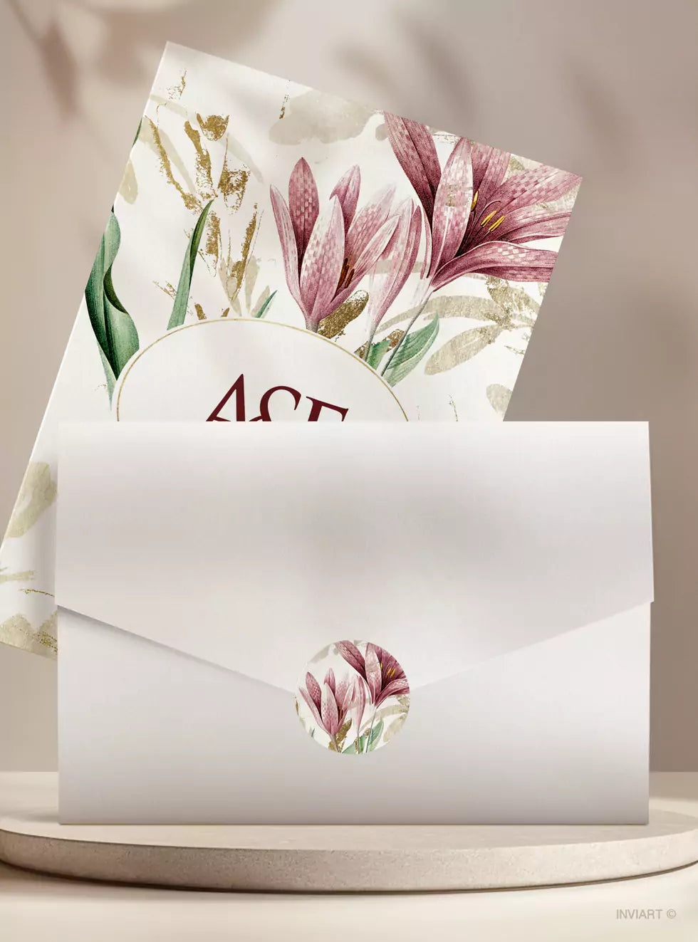 Προσκλητήριο γάμου vintage floral