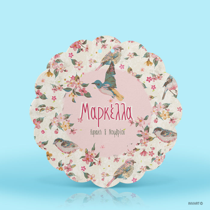 Χειροποιήτο Προσκλητήριο βάπτισης sweet bird