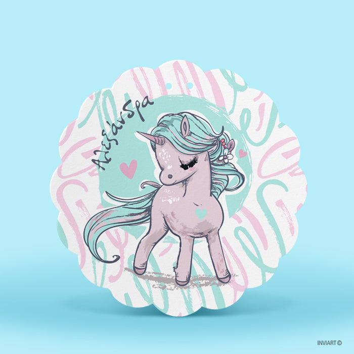 Χειροποίητο Προσκλητήριο βάπτισης unicorn
